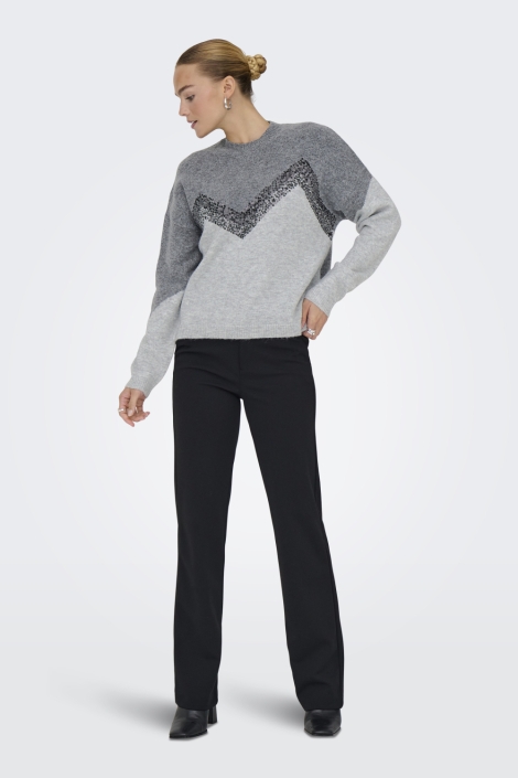 Jacqueline de Yong grijze dames trui | Model