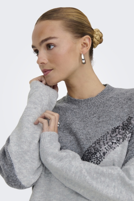 Jacqueline de Yong grijze dames trui | Close up