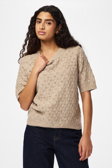 Pieces pclelou ss o-neck knit noos bc Zand