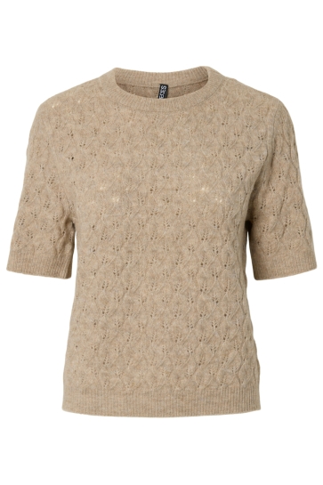 Pieces Trui PCLELOU SS O-NECK KNIT NOOS BC 17162071 TAUPE GRAY/MELANGE
