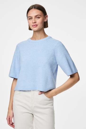 Pieces Trui PCSILLY SS O-NECK KNIT NOOS BC 17158204 CASHMERE BLUE/MELANGE