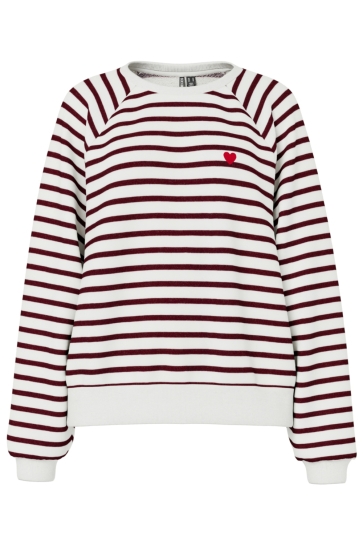 Pieces pcgreta ls emb ub sweat noos Wit