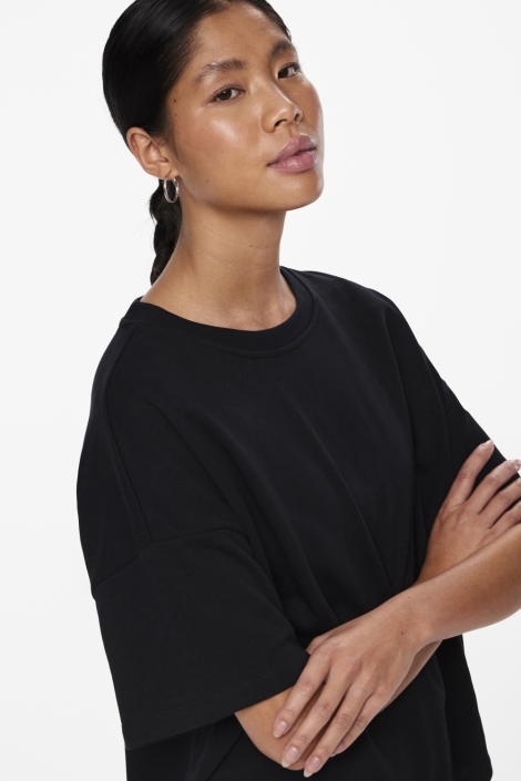 Pieces zwarte dames sweater | Model zijaanzicht