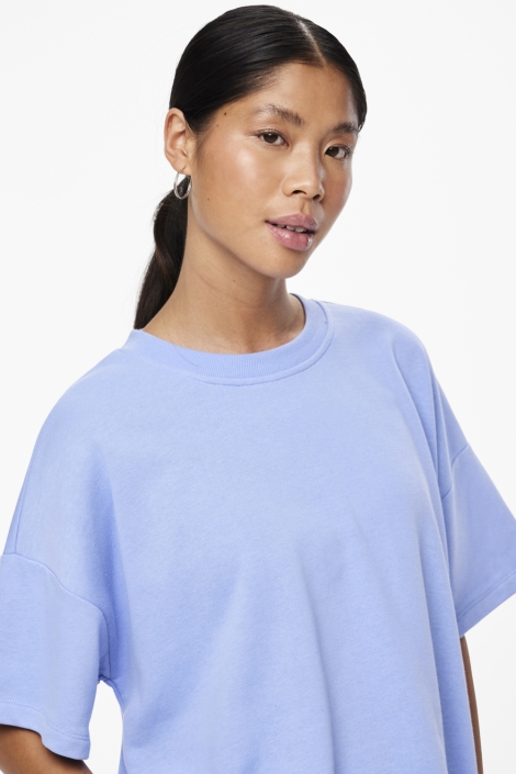 Pieces blauwe dames sweater | Model vooraanzicht