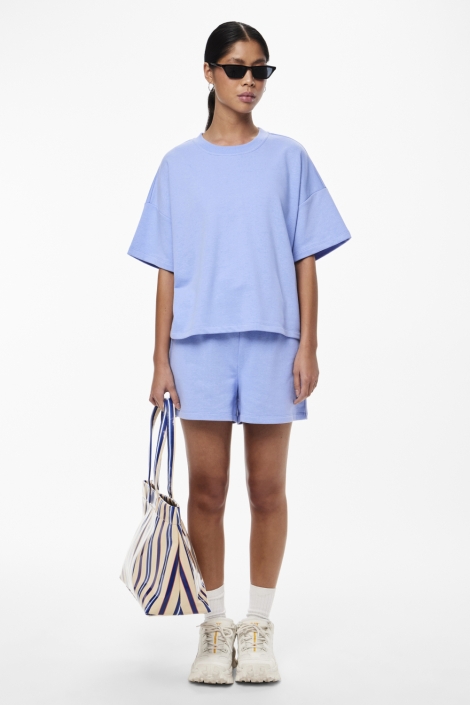 Pieces blauwe dames sweater | Model