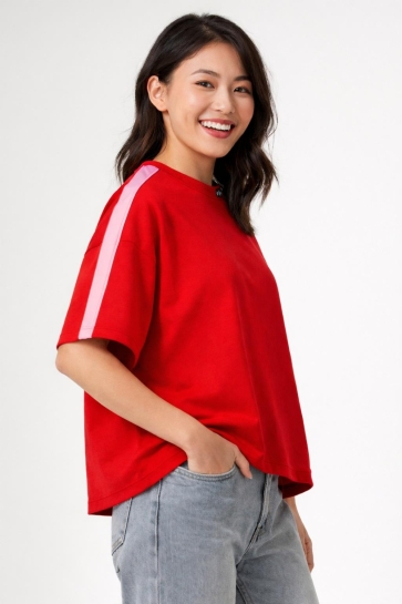 Pieces sweater PCCHILLI SUMMER 2/4 TAPE SWT NOOS U 17162458 ADRENALINE RED/TAPE BLUSHING BRIDE