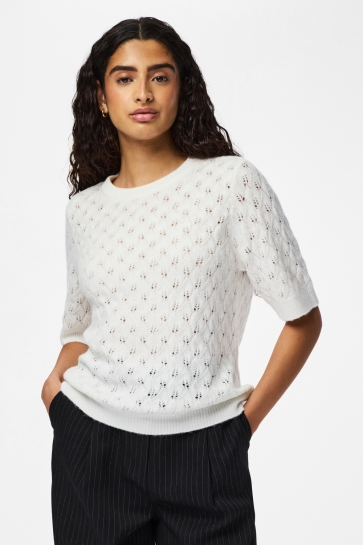 Pieces pclelou ss o-neck knit noos bc Wit