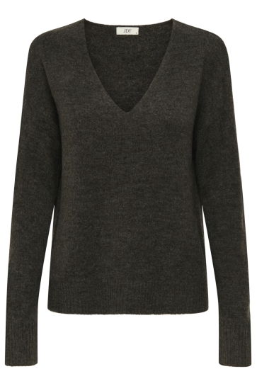 Jacqueline de Yong JDYELANORA L/S V-NECK PULLO KNT NO 15207823 Chocolate Torte
