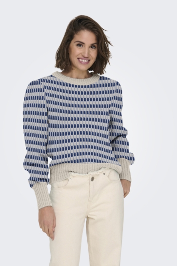 Jacqueline de Yong Trui JDYSIGRID LIFE L/S ON PUFF PULL KNT 15304813 Cement/W. MEDIEVAL