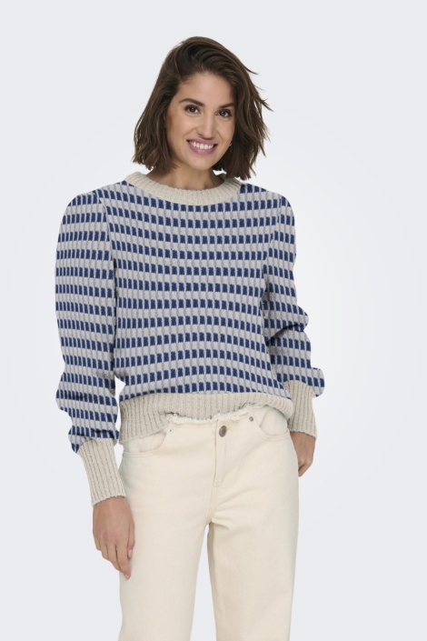 Jacqueline de Yong beige dames trui | Model vooraanzicht