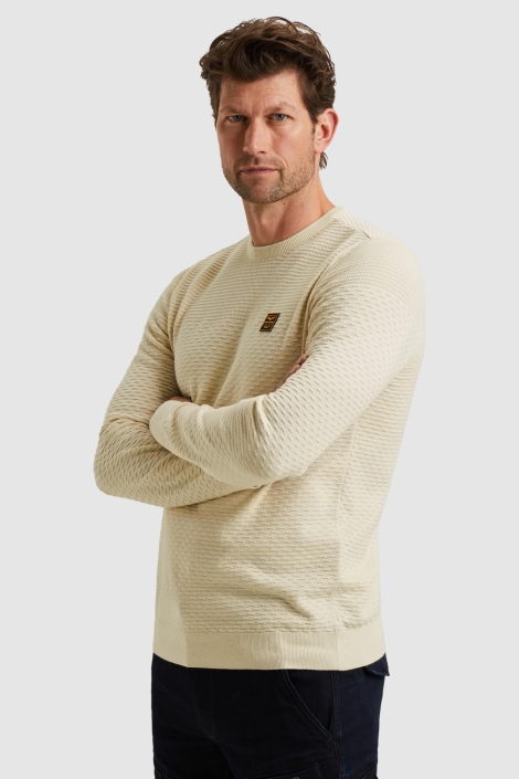PME legend beige heren trui | Model zijaanzicht