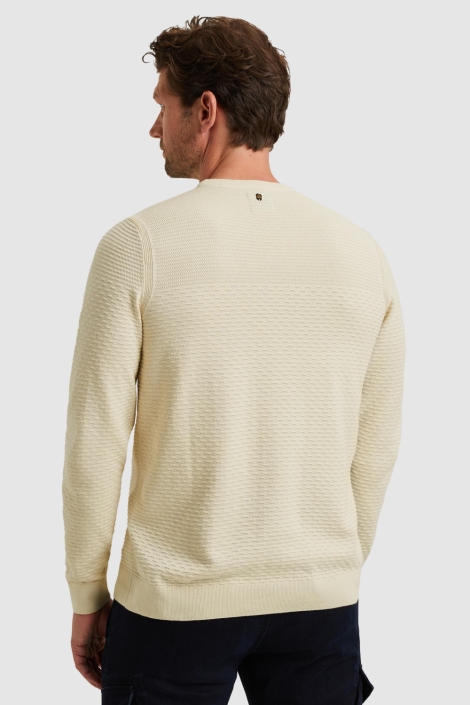 PME legend beige heren trui | Model achteraanzicht