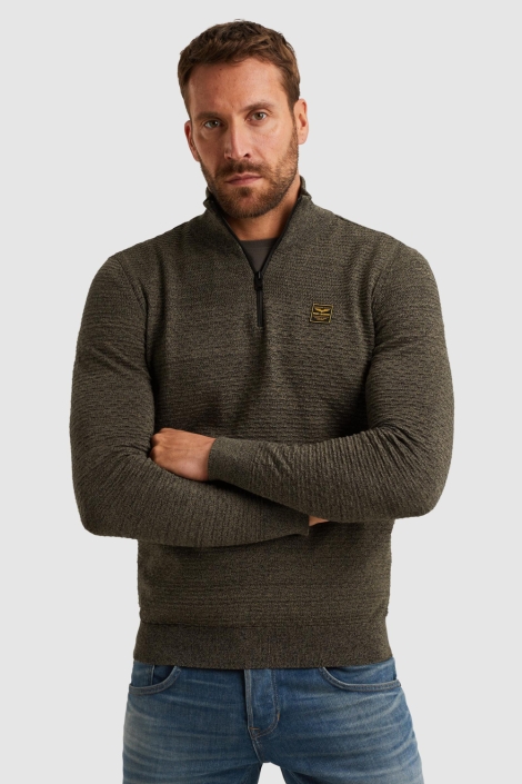 PME legend groene heren trui | Model vooraanzicht