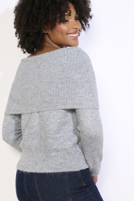 LolaLiza grijze dames trui | Model achteraanzicht