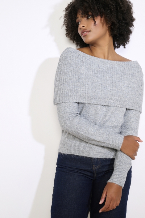 LolaLiza grijze dames trui | Model vooraanzicht