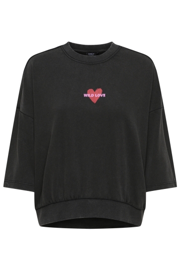 Only Trui ONLLUCILLA 2/4 BOXY O-NECK UB RS SW 15372488 Black/Lucilla love