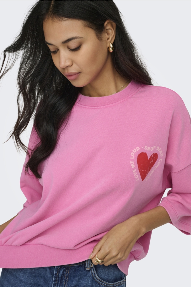 Only roze dames sweater | Model vooraanzicht