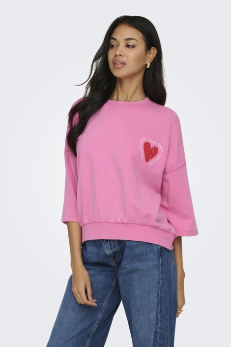 Only roze dames sweater | Model vooraanzicht