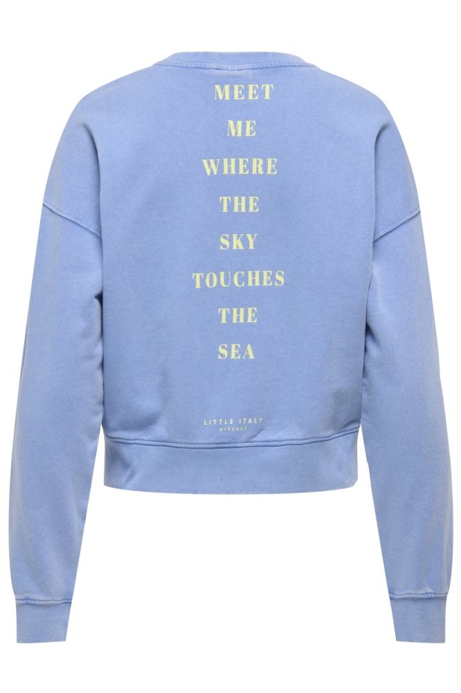Only blauwe dames sweater | Achteraanzicht