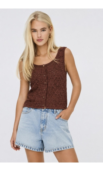 ONLGINA SL U-NECK BUTTON VEST KNT 15373596 SHOPPING BAG/DTM FMOP BUTTON