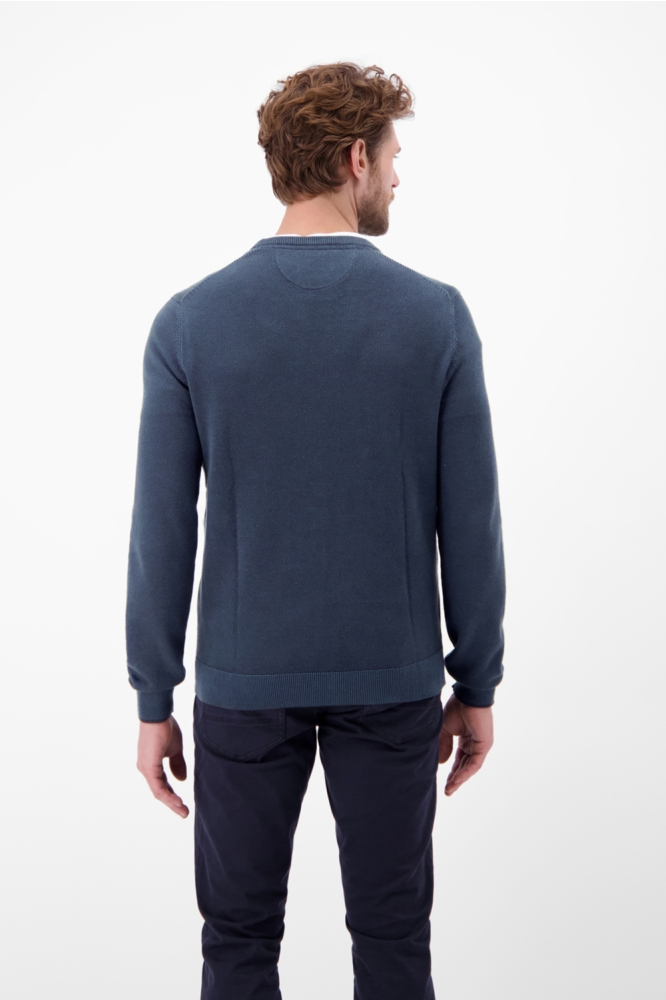 Lerros blauwe heren trui | Model achteraanzicht
