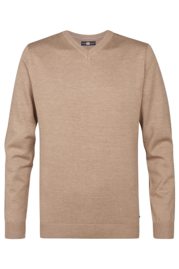 Petrol Industries Trui FINE KNIT V NECK SWEATER WHITEFISH M ROS KWV200 7130