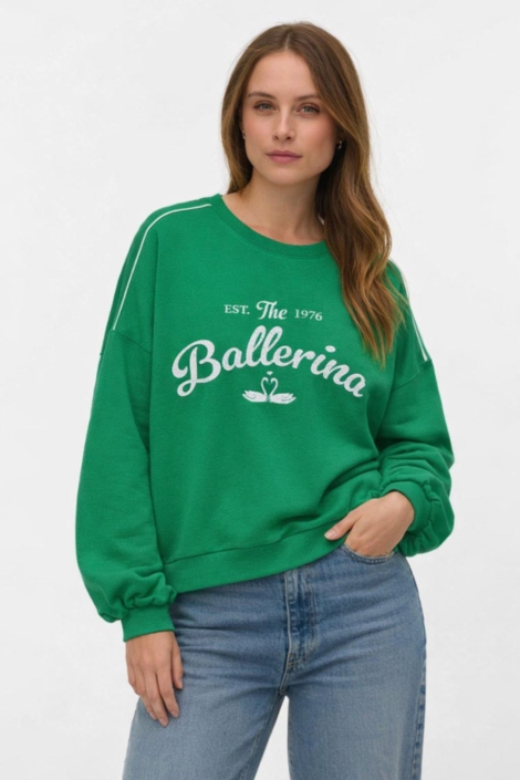 Vero Moda groene dames trui | Model vooraanzicht