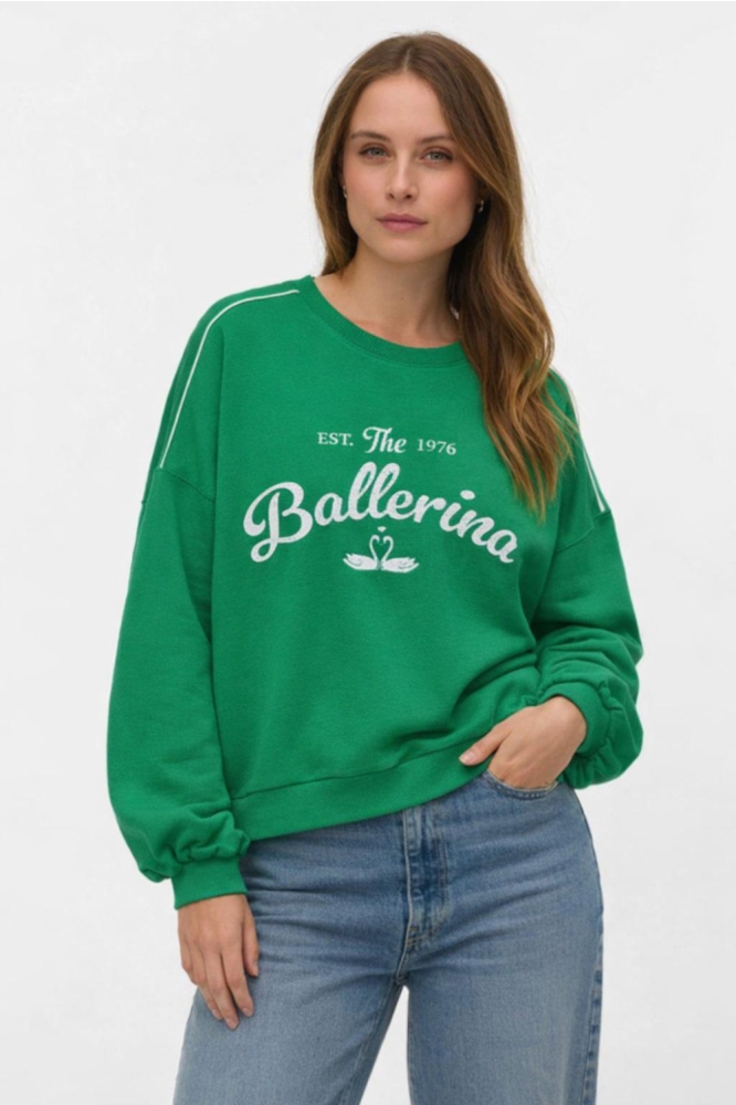 Vero Moda groene dames trui | Model vooraanzicht