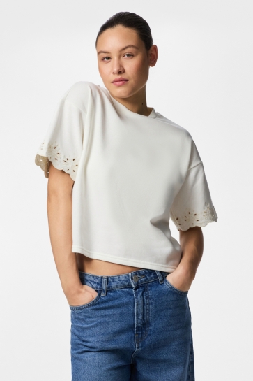 Pieces T-shirt PCCHILLI SUMMER SS BRODERI TEE JRS 17164280 Cloud Dancer