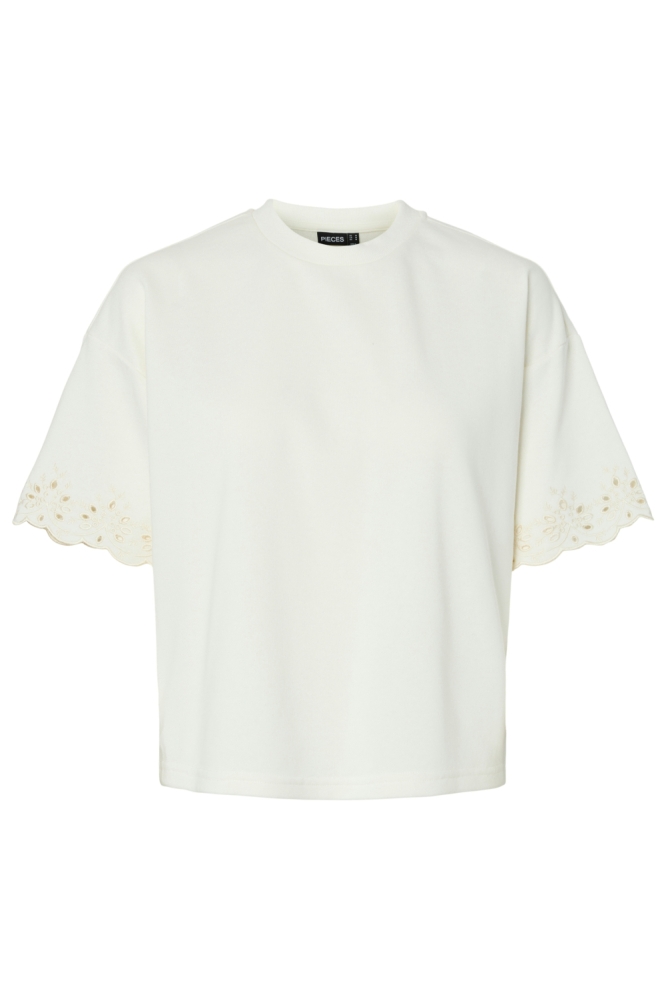 Pieces witte dames t-shirt | Vooraanzicht