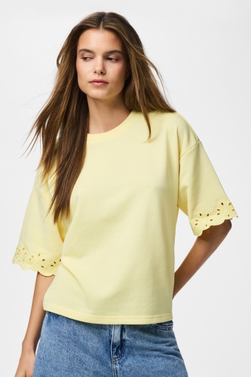 Pieces T-shirt PCCHILLI SUMMER SS BRODERI TEE JRS 17164280 French Vanilla