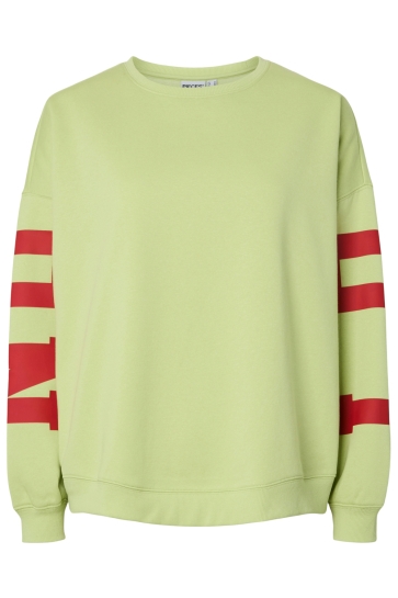 Pieces pcfany ls o-neck oversized sweat jr Groen