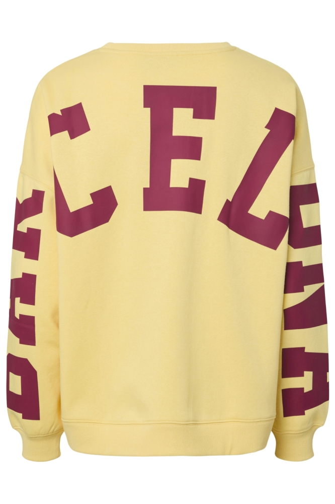 Pieces gele dames sweater | Achteraanzicht