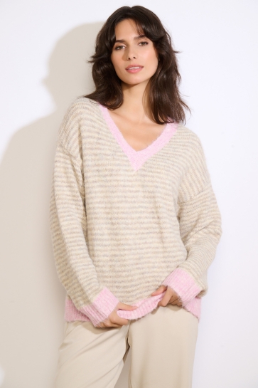 LolaLiza Trui N VESTRIP 04007050 2572 LIGHT TAUPE/PINK