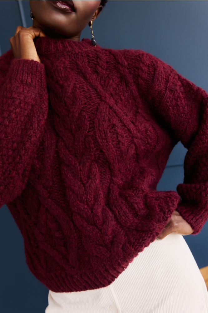 LolaLiza bordeaux dames trui | Close up