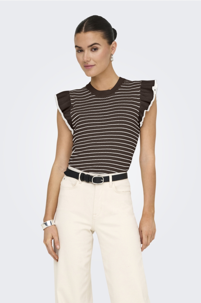 Jacqueline de Yong bruine dames top | Model vooraanzicht