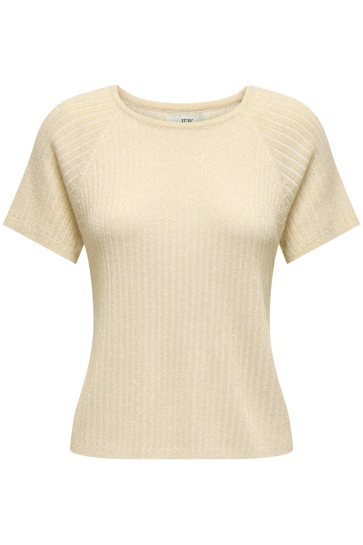 Jacqueline de Yong T-shirt JDYBODILLA S/S GLITTER PULLOVER KNT 15334641 Plaza Taupe/DTM LURX