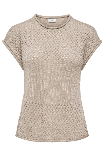 Jacqueline de Yong Trui JDYMIA S/S O-NECK SEQUIN PULLOVER K 15373835 Plaza Taupe 