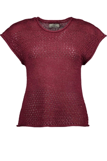 Jacqueline de Yong T-shirt JDYMIA S/S O-NECK SEQUIN PULLOVER K 15373835 Oxblood Red