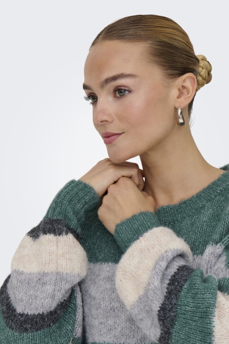 Jacqueline de Yong groene dames trui | Close up