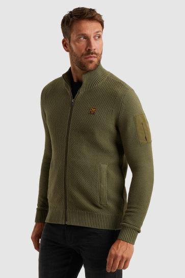 PME legend zip jacket cotton structure knit Groen