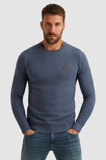 PME legend r-neck cotton mouline Blauw