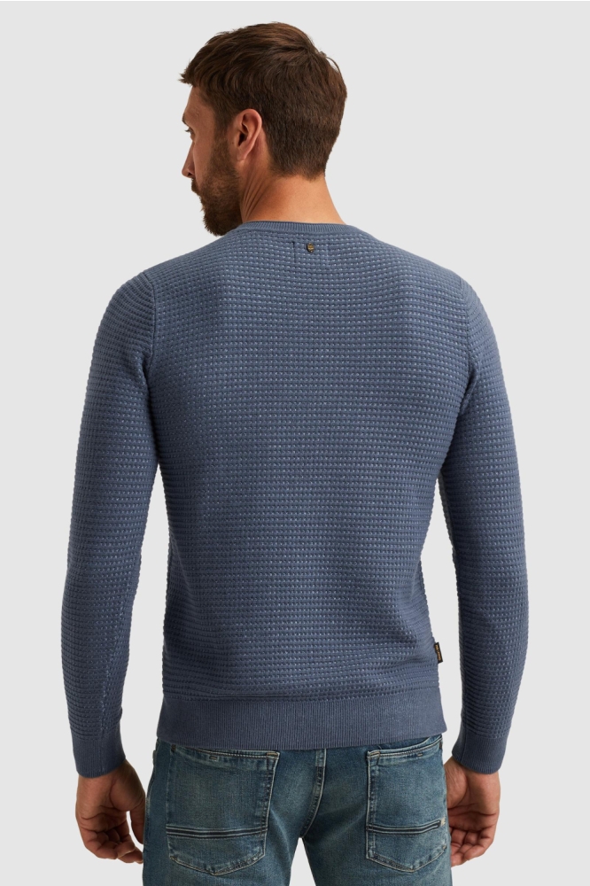 PME legend blauwe heren trui | Model achteraanzicht