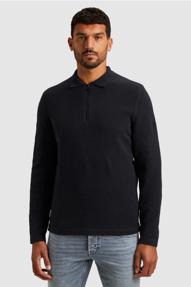 Cast Iron blauwe heren polo | Model vooraanzicht