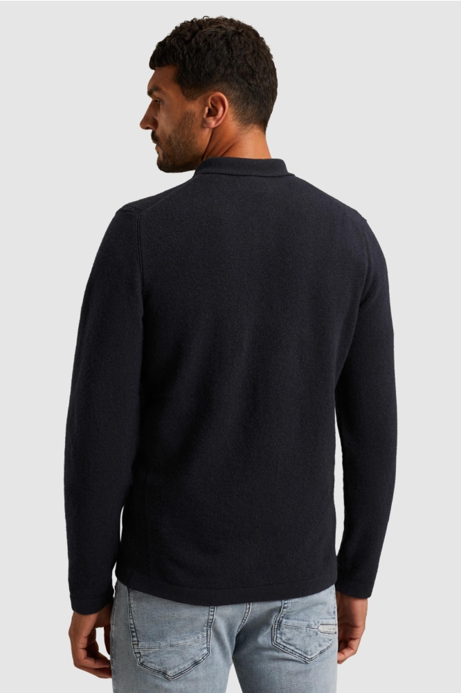 Cast Iron blauwe heren polo | Model achteraanzicht