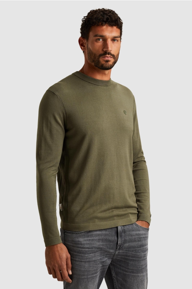 Cast Iron groene heren trui | Model zijaanzicht