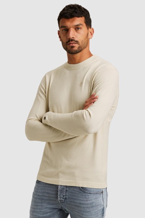 Cast Iron beige heren trui | Model zijaanzicht