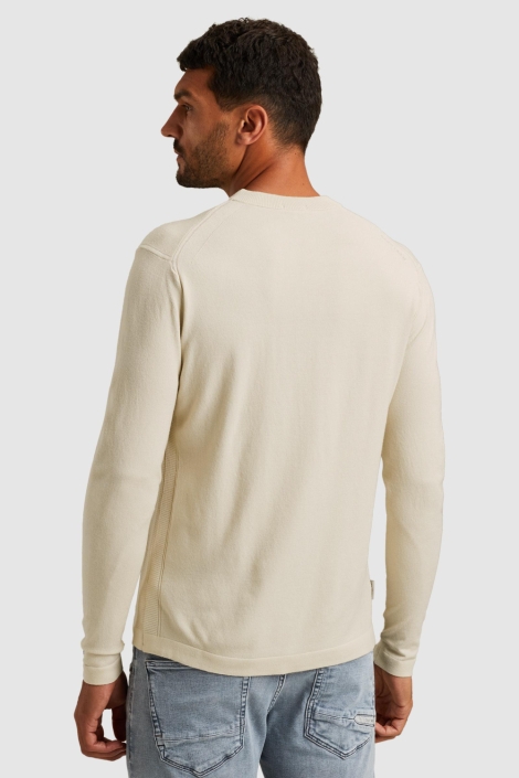 Cast Iron beige heren trui | Model achteraanzicht