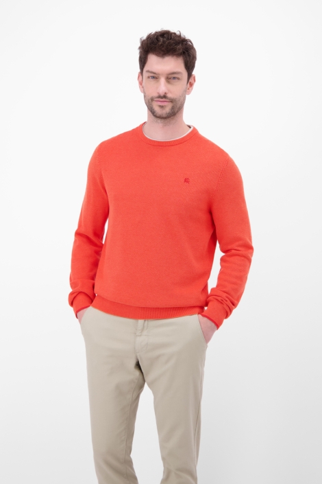 Lerros oranje heren trui | Model vooraanzicht