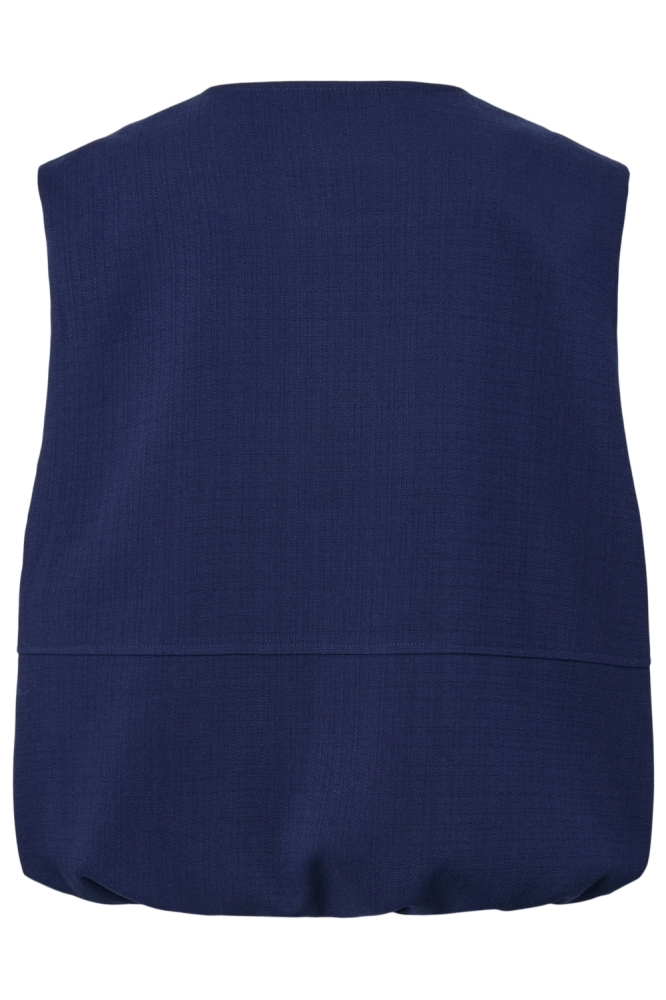 Pieces blauwe dames gilet | Achteraanzicht